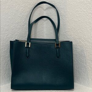 Pebbled Leather Teal Tote Bag